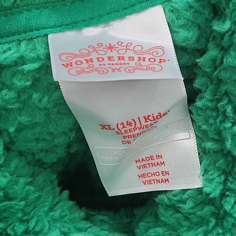 Wondershop Kids Faux Shearling Half Zip Up Pajama Pullover Green Size X-Large 14